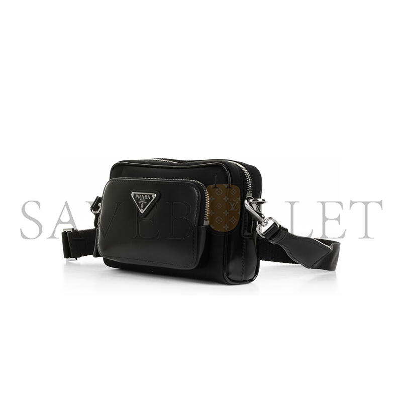 PRADA SHOULDER BAG IN RE-NYLON AND BRUSHED LEATHER 2VH172 (18*11.5*5cm) 